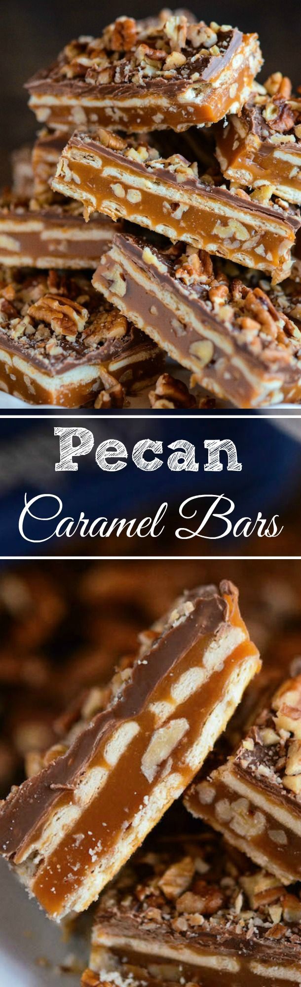 Pecan Caramel Crisp Bars! You only need 5 ingredients to make these gorgeous homem