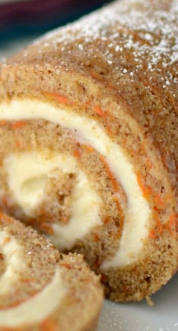 Perfect for Easter, this Carrot Cake Roll is full of Carrot Cake spice and filled