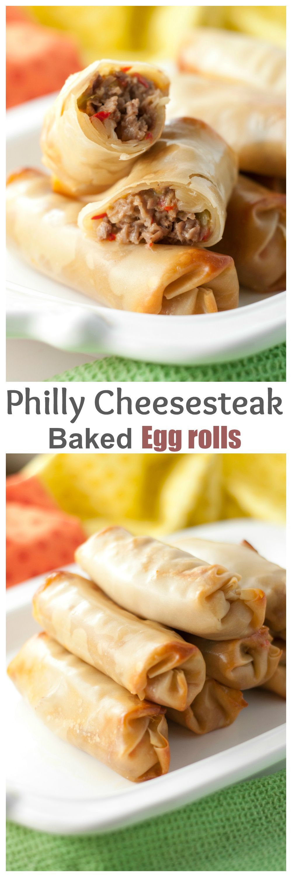 Philly Cheesesteak Baked Egg Rolls | Wishes and Dishes