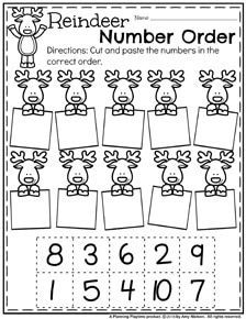 Preschool Counting Worksheets for December – Reindeer Number Order.