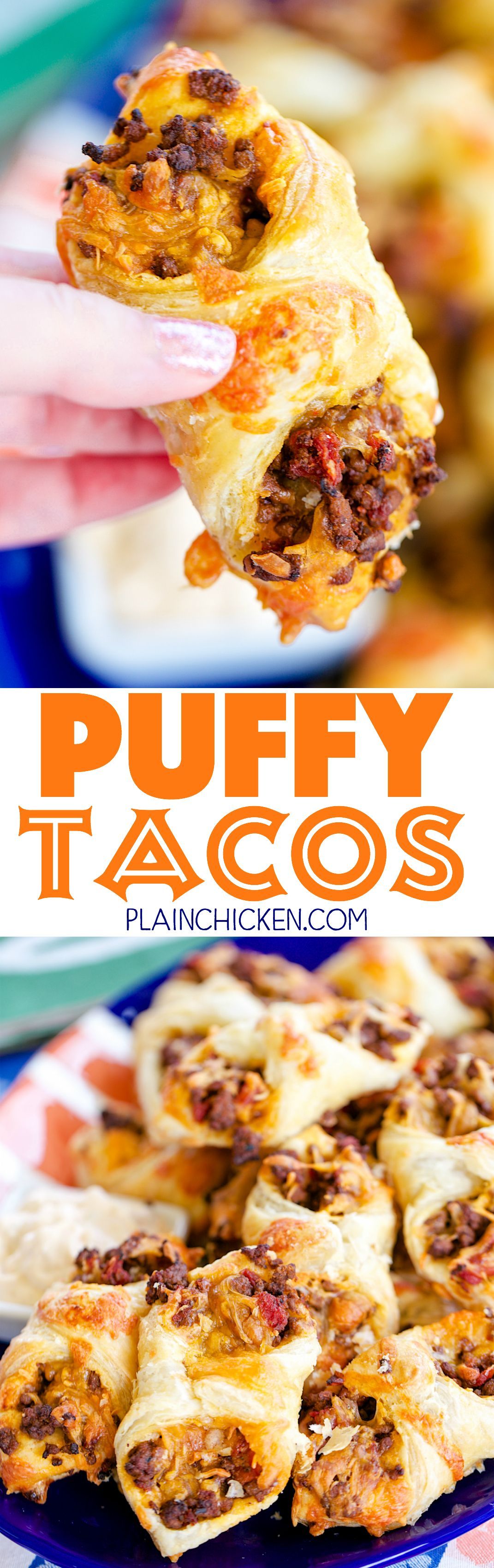 Puffy Tacos – my favorite way to eat tacos! Only 5 ingredients – hamburger, taco s