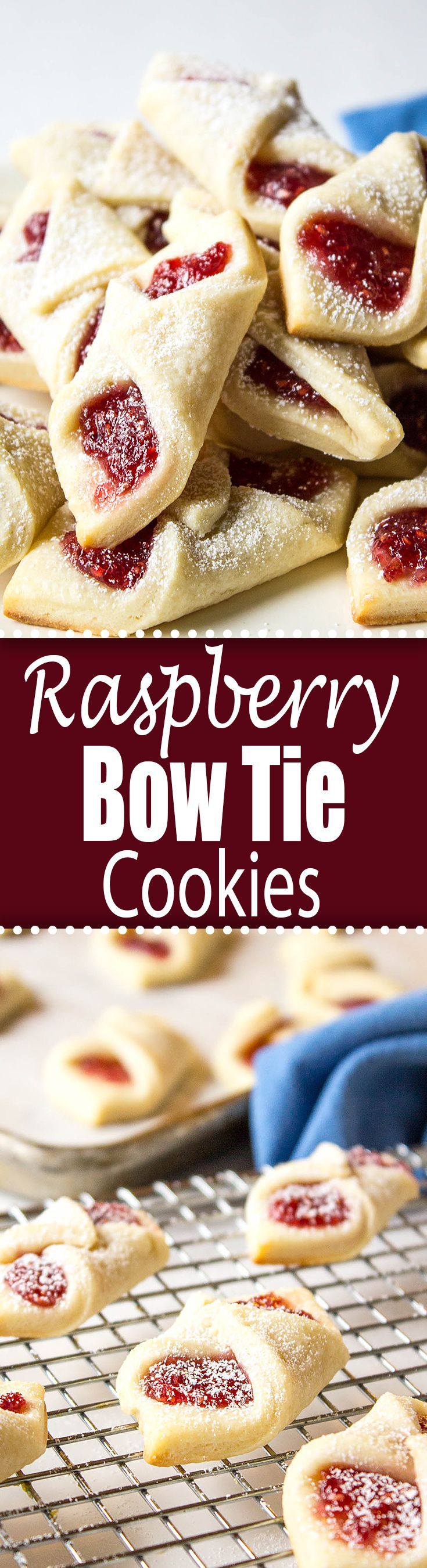 Raspberry Bow Tie Cookies are a perfect cookie to add to your holiday tray.