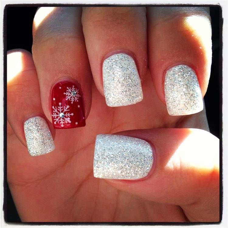 red sparkle christmas nails