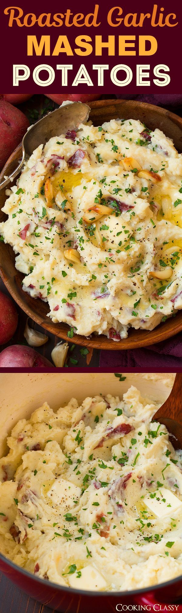 Roasted Garlic Mashed Potatoes – the ultimate comfort food! The roasted garlic mak