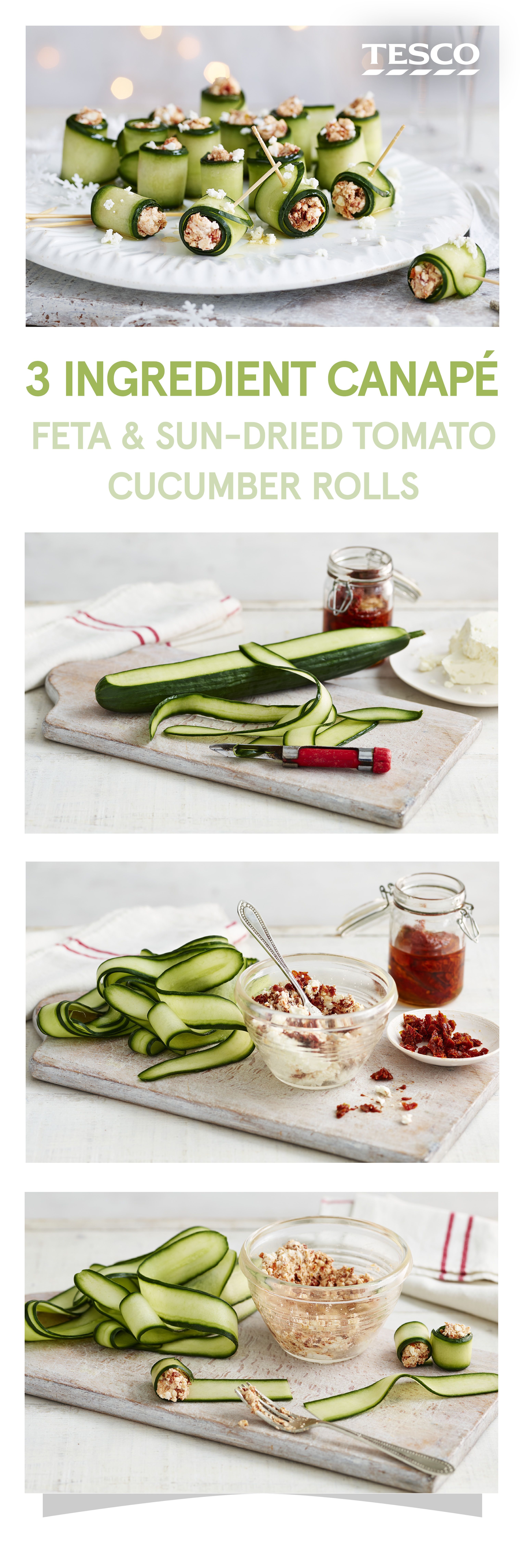 Rustle up some of these delicious feta and sun-dried tomato cucumber rolls as a de