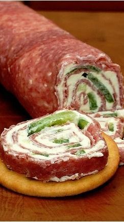 Salami and Cream Cheese Roll-Ups, these would be great for Christmas!