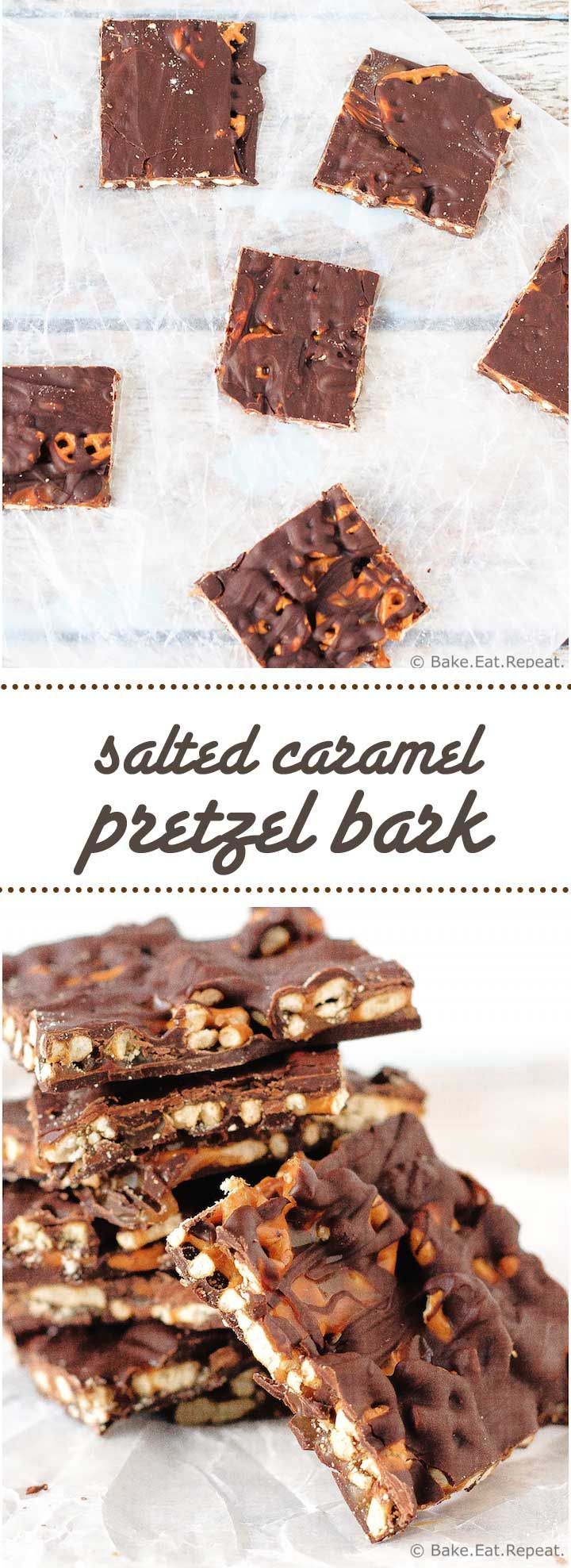 Salted Caramel Pretzel Bark – Easy to make salted caramel pretzel bark that is the
