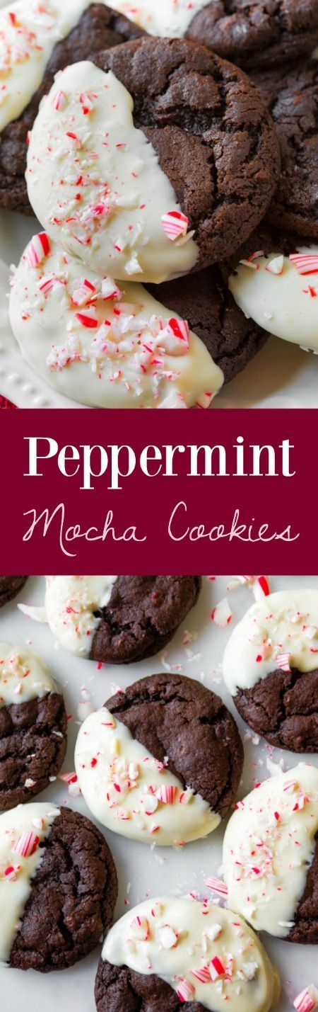 Soft-baked and chewy peppermint mocha cookies! The candy cane crunch and white cho