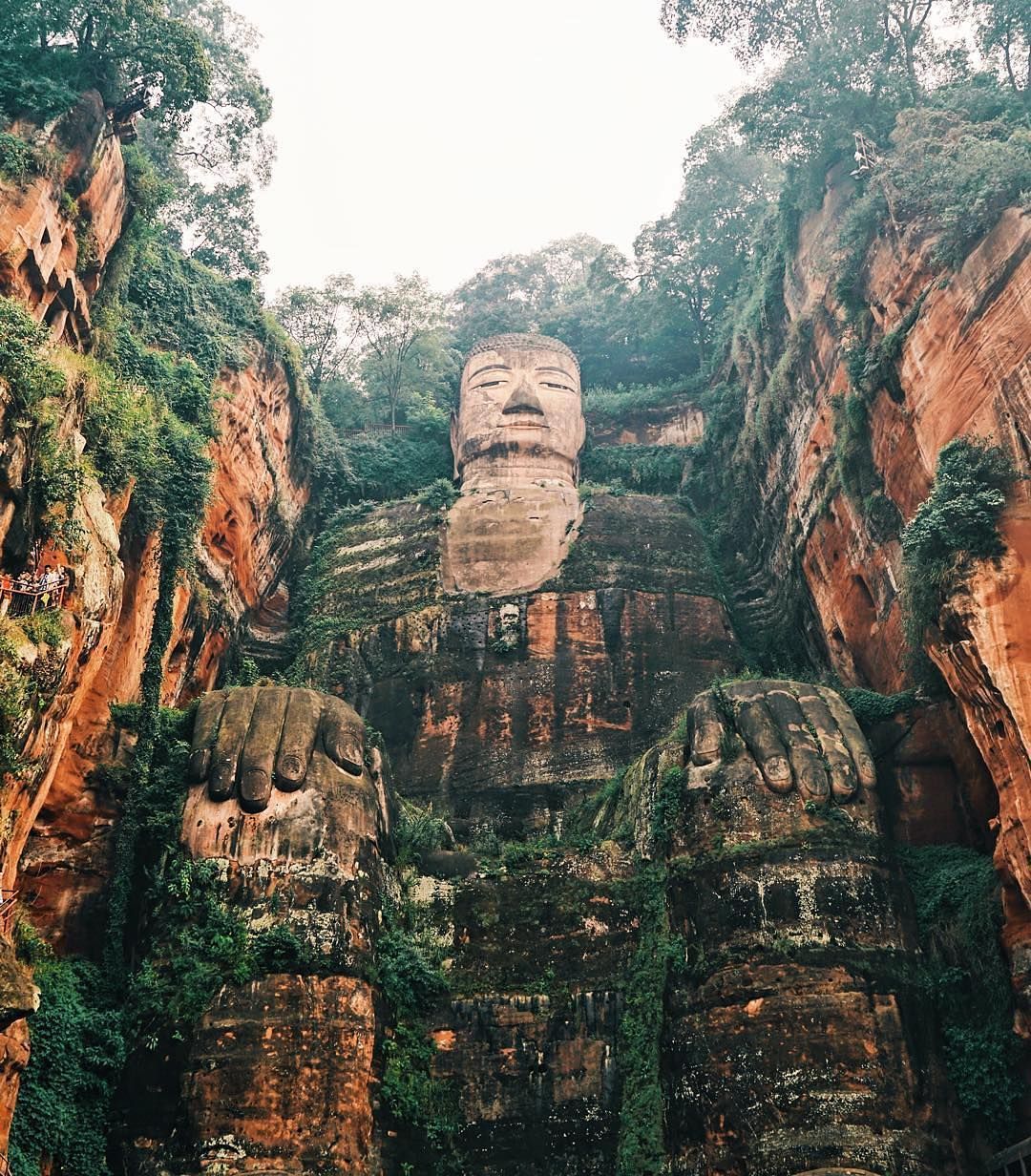 The Leshan Giant Buddha is a 71metre (233ft) tall statue, the biggest Buddha in th