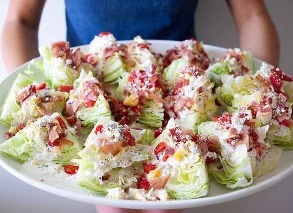 The wedge salad is such a classic, and a crowd pleaser.  I made up a tray of mini