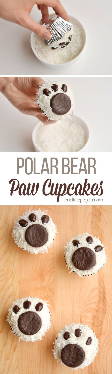 These polar bear paw cupcakes are easy to make and they look ADORABLE! Theyd