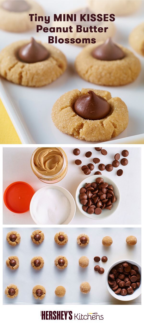 These Tiny MINI KISSES Peanut Butter Blossoms are the perfect grab-and-go treat an