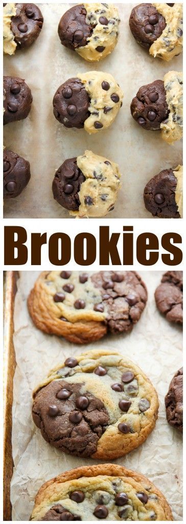 Thick and chewy, these treats are half chocolate chip cookies and half chocolate b