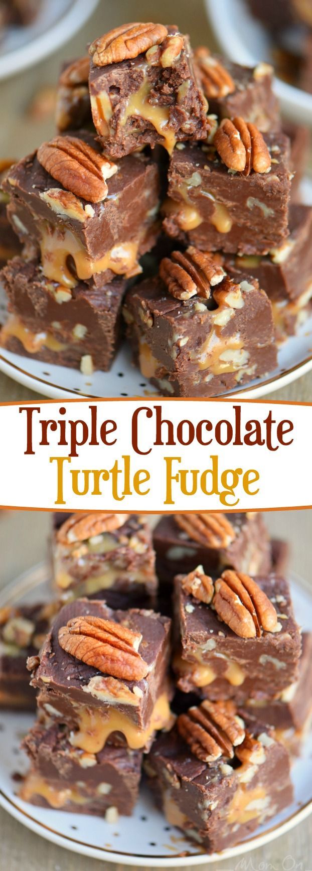 This decadent Triple Chocolate Turtle Fudge features three different types of choc