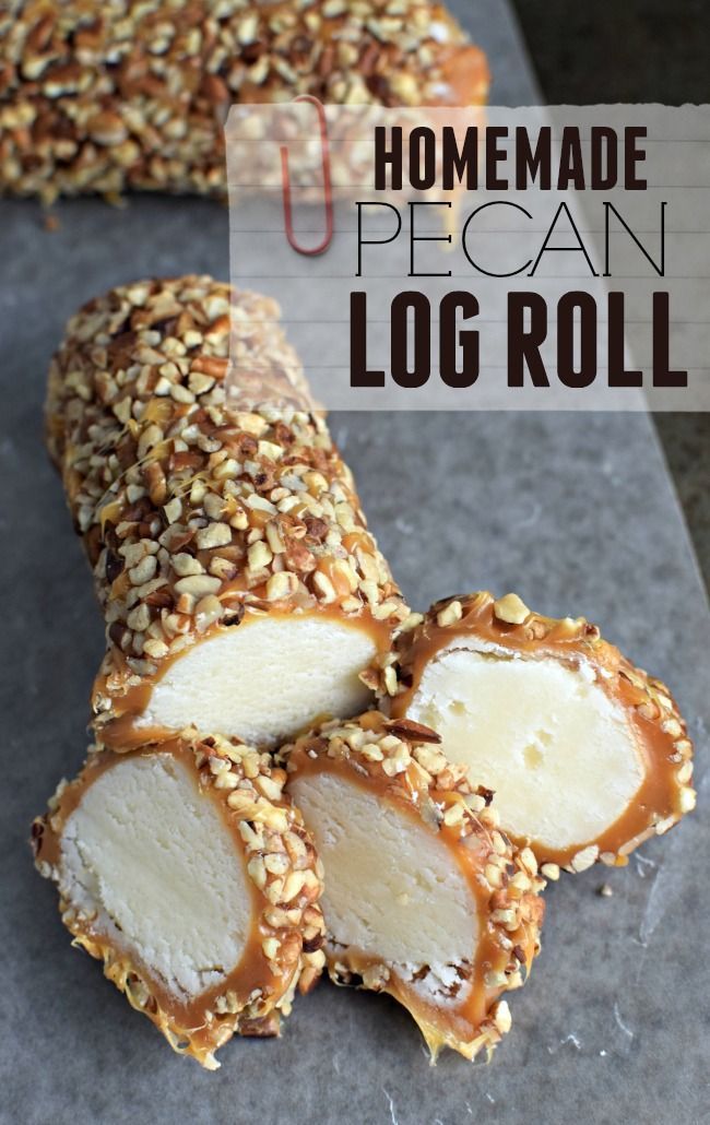 This Pecan Log Roll Recipe makes approx. 8 delicious pecan logs covered in creamy
