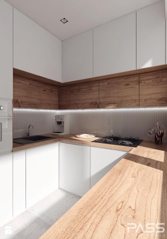 white / wood modern kitchen