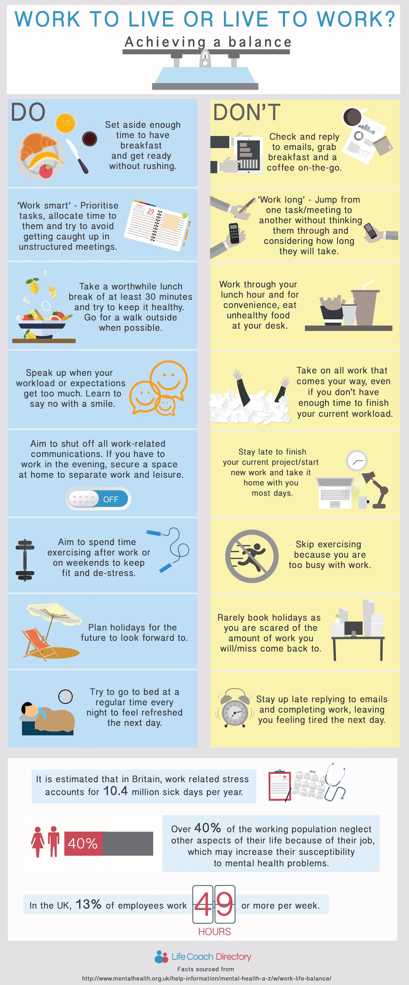 Work To Live Or Live To Work?: Achieving A Balance Infographic