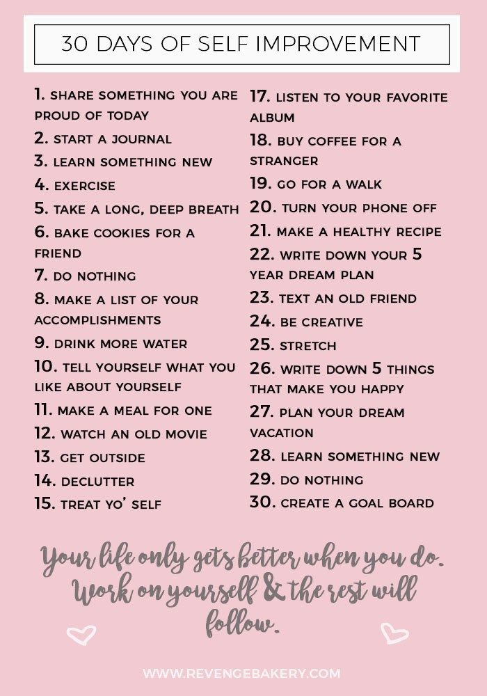 “30 Day Self Improvement Challenge.” Routines, ideas, activities and worksheets to support your self-care. Tools that work well