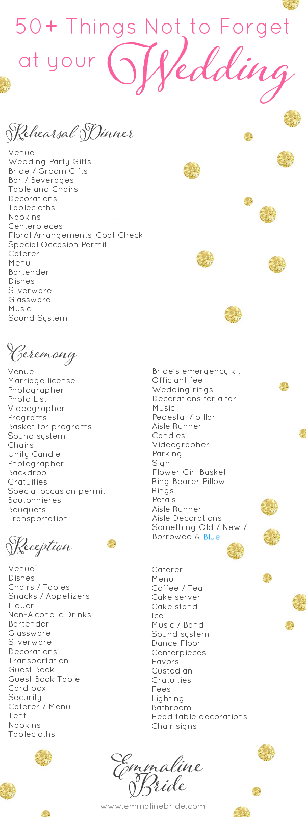 50+ Things Not to Forget at Your Wedding (CHECKLIST)
