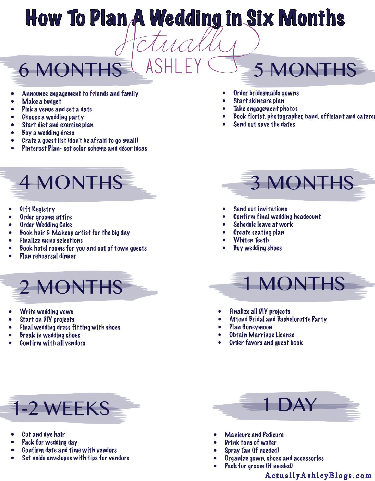 6 Month Wedding Planning Timeline