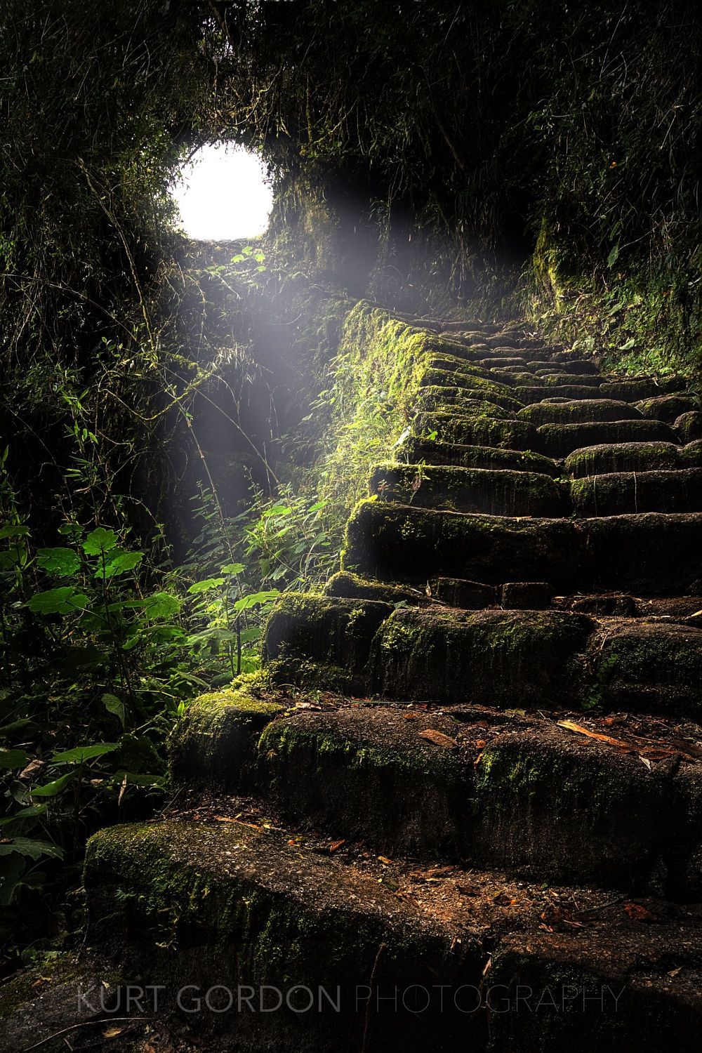 Ancient Inca Stone Staircase. Looks like the cave.