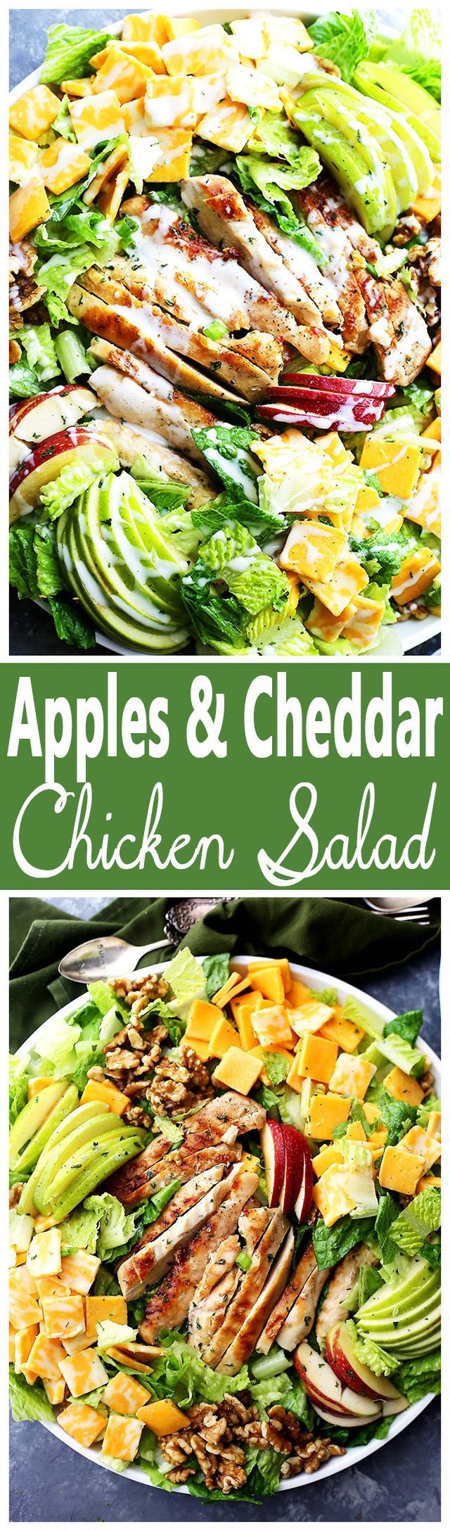 Apples and Cheddar Chicken Salad – Apples, cheddar cheese and walnuts pack a delicious crunchy bite in this Chicken Salad with
