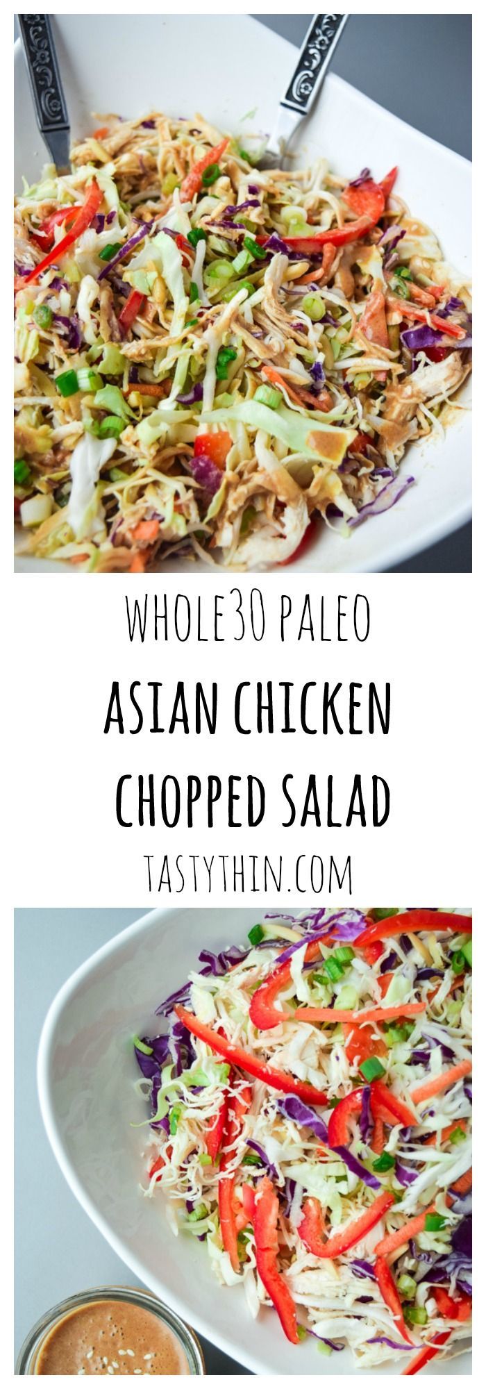 Asian Chicken Chopped Salad (Whole30 Paleo) – a deliciously nutritious salad with a sweet and tangy Asian dressing, free of soy or