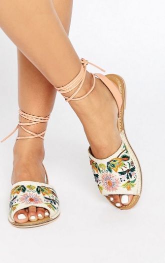ASOS embroidered flat sandals