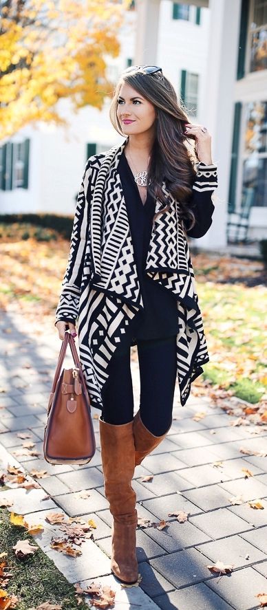 Aztec cardigan cute fall outfit