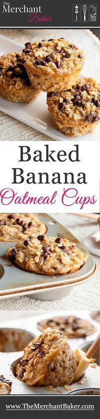 Baked Banana Oatmeal Cups. A hearty and healthy oatmeal that you can make ahead. Baked in individual cups so they’re an easy