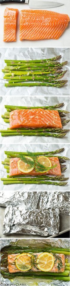 Baked Salmon and Asparagus in Foil – this is one of the easiest dinners ever, it tastes amazing, its perfectly healthy and clean