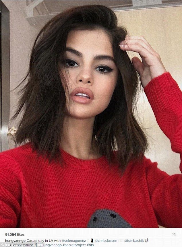 Behind the scenes: Selena Gomez unveiled a new, shorter haircut while on the set of a secret project; the selfie was shared on her