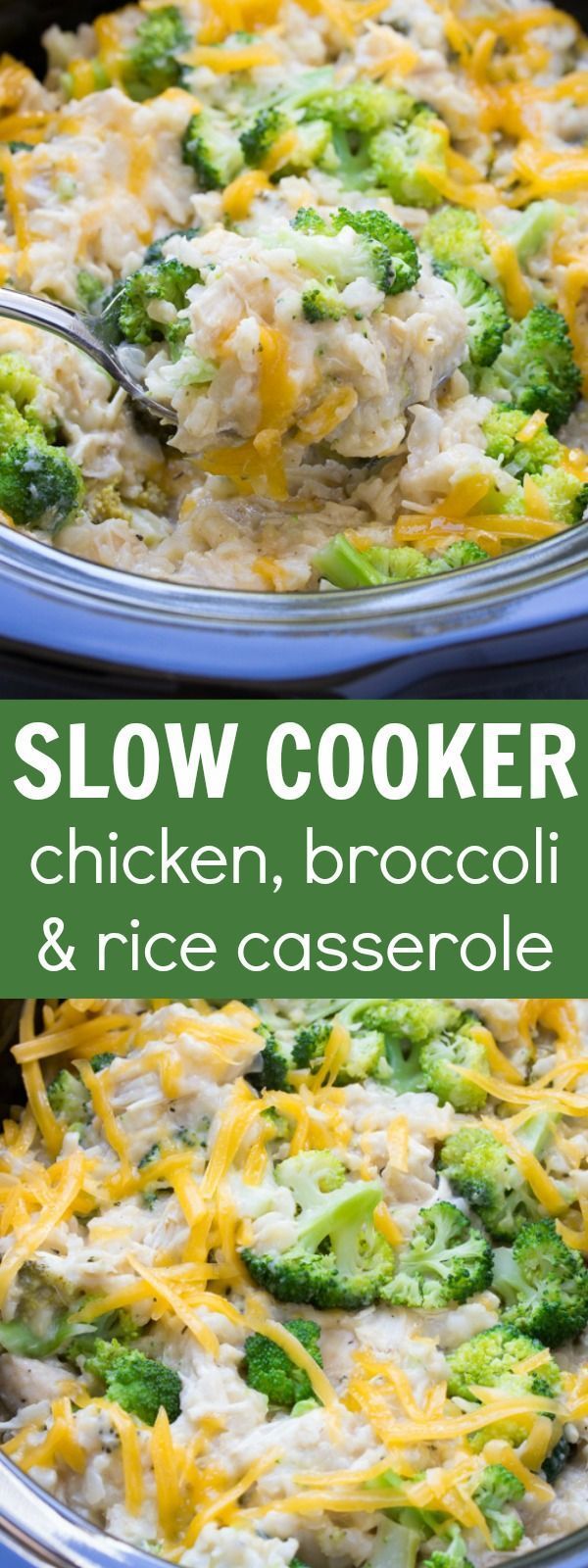 Best Ever Cheesy Slow Cooker Chicken Broccoli and Rice Casserole! Only 10 minutes prep time! (And it’s healthy!) |