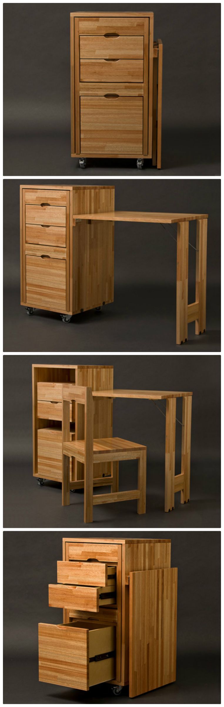 Cabinet with built-in chair and desk