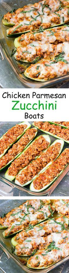 Chicken Parmesan Zucchini Boats – An easy healthy low carb dinner recipe. www.heal