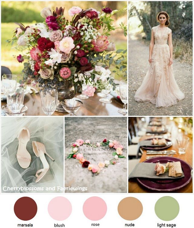 Color Series #22 : Marsala + Blush + Sage | Wedding Blog | Cherryblossoms and Faeriewings