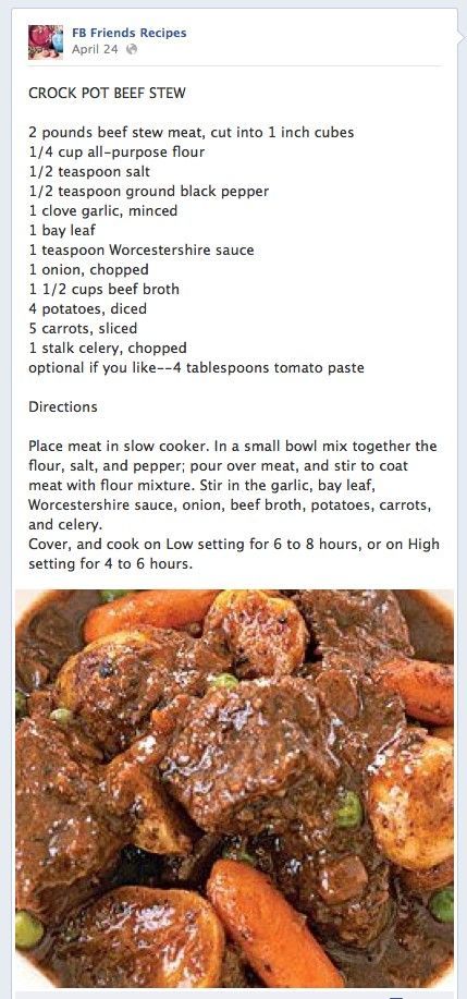 Crock Pot Beef Stew-ive made this twice now and i find it so yummy its hard not to eat the whole pot the day i make it.