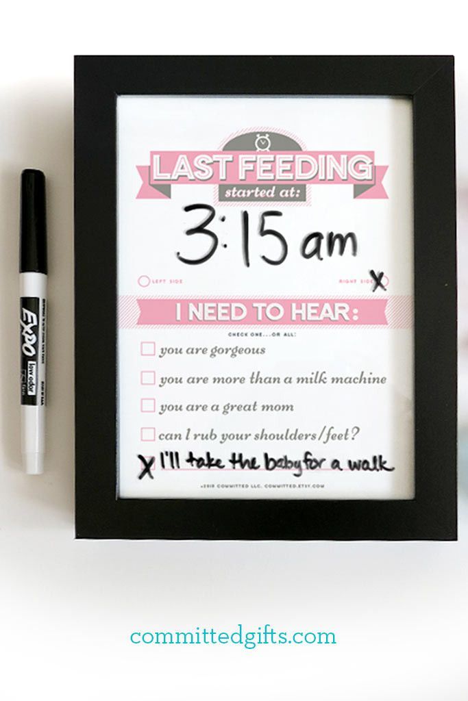 Dry Erase Newborn Feeding Tracker | Baby Shower Gift | Breastfeeding Moms | Black Frame. Use it for years with included Sleep