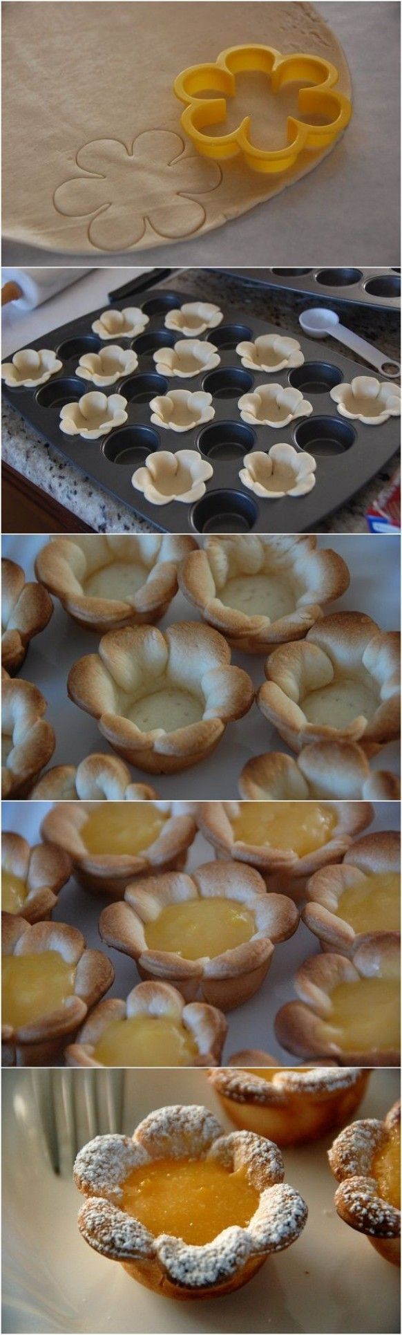 Flower pastry. Nice idea to put something in. Fresh fruits would be very nice for spring and summer :)