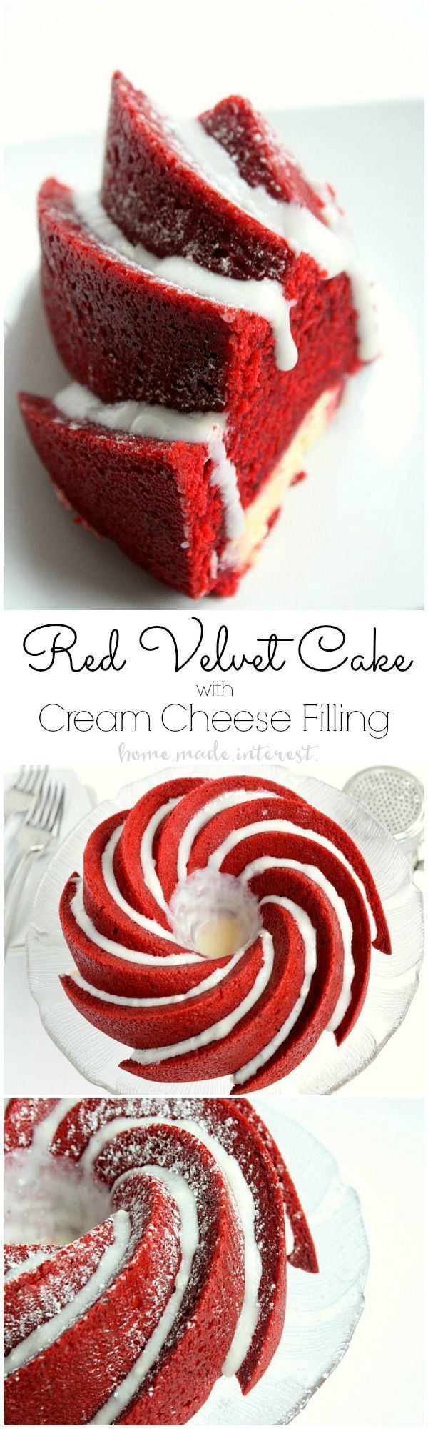 Get ready for Valentine’s Day with this Red Velvet Bundt Cake with cream cheese filling. It is a beautiful and easy