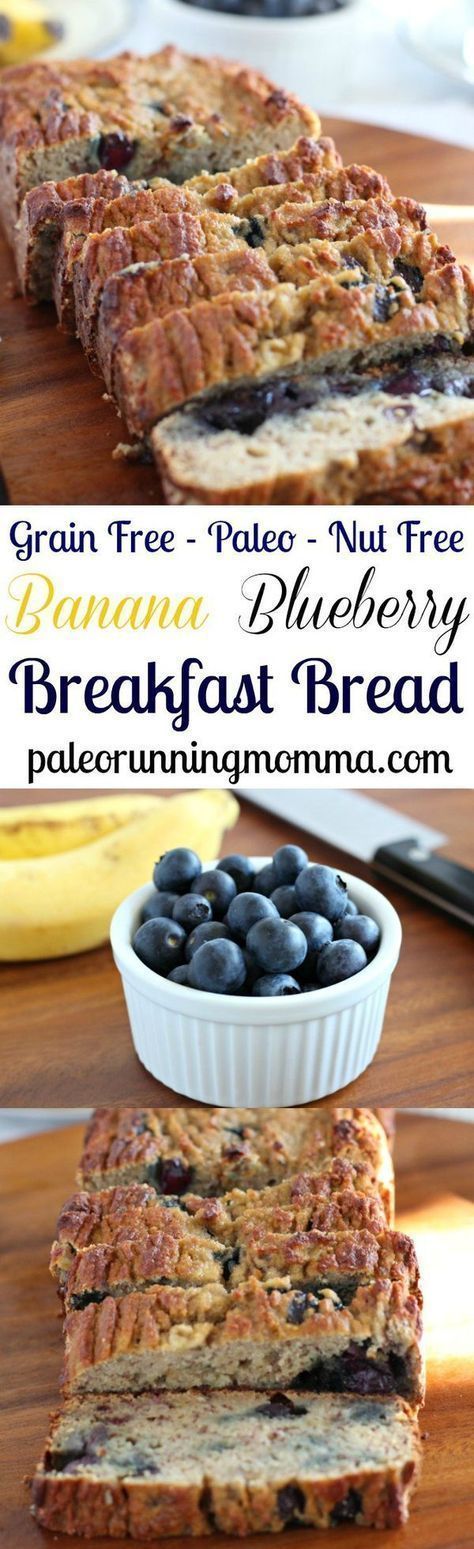 Gluten free and Paleo Banana Blueberry Breakfast Bread that’s perfectly soft and moist with lots of natural sweetness!