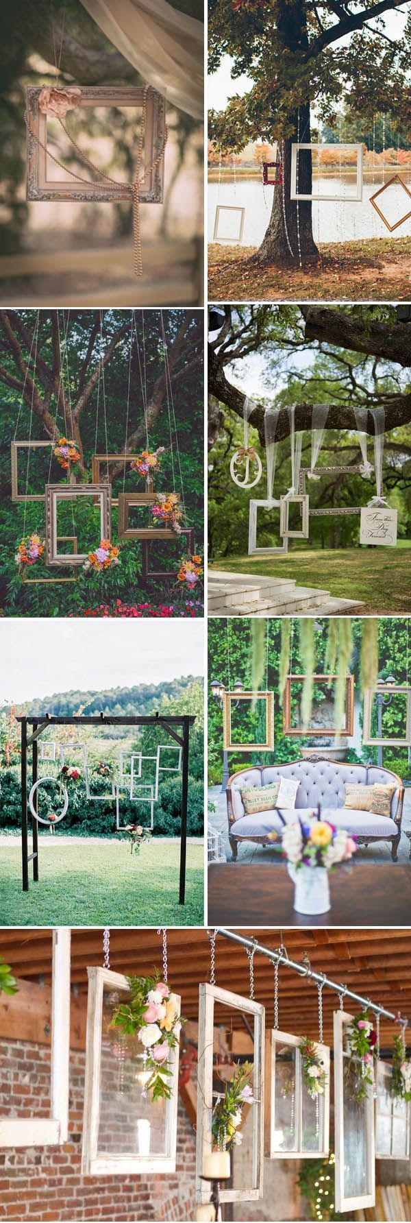 gorgeous hanging wedding decoration ideas with photo frames