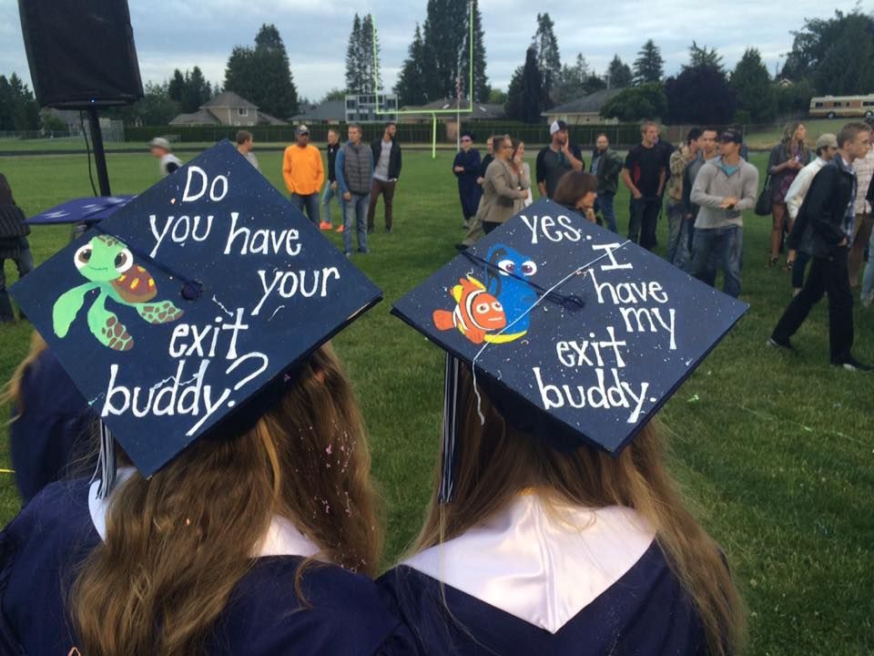 Grad Cap Idea. Best friend Grad Caps. Exit Buddy. Finding Nemo.