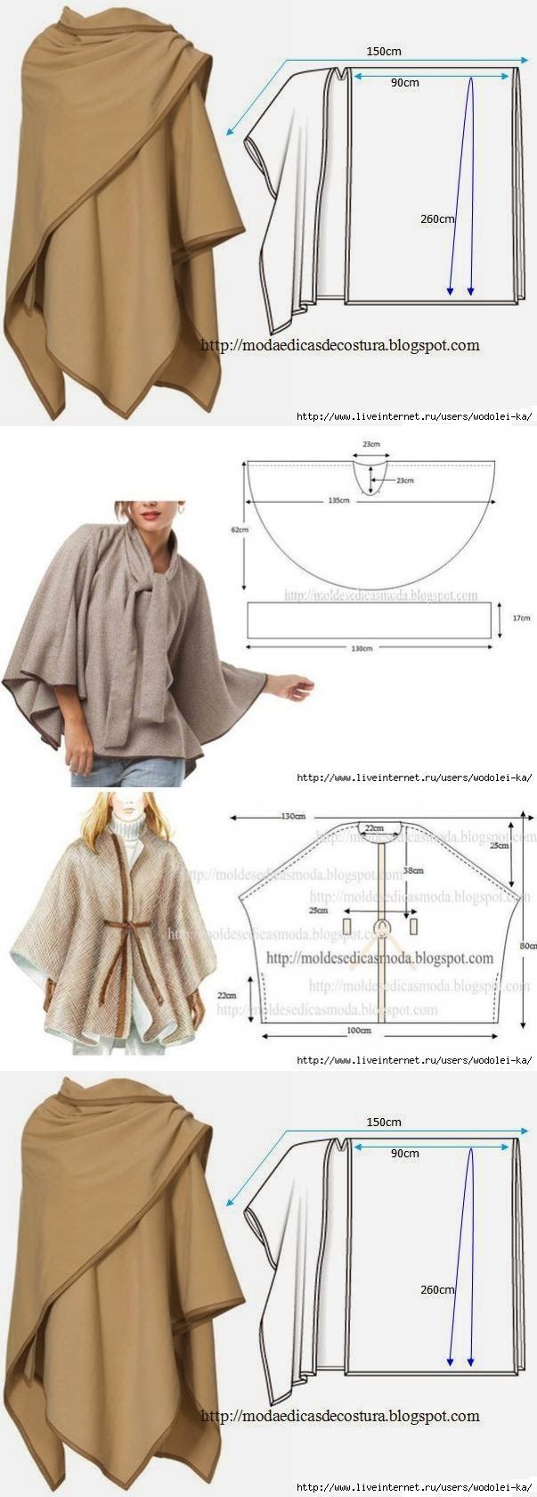 great cape and poncho pattern diagrams