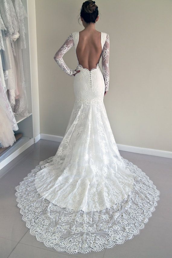 Lace Wedding Dress Custom Made Wedding Dress by PolinaIvanova