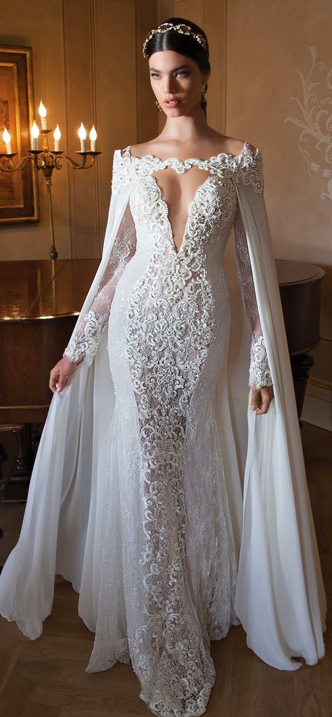 Lace wedding dress with cape I would wear the hell out this, its shape is perfect for my narrow shoulders