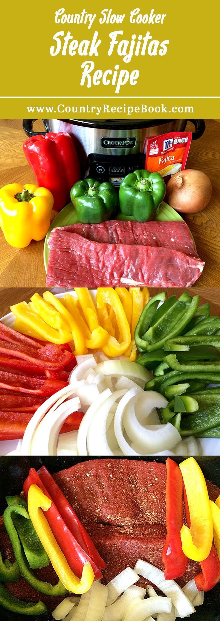 Make delicious steak fajitas in your slow cooker with this awesome recipe. Super easy to make.