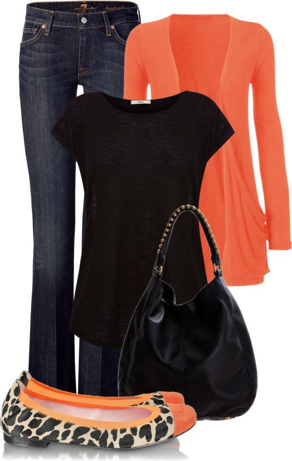 “Orange and Black” by maizie2020 on Polyvore I have that cardigan in bla