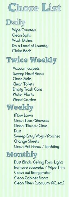Our family chore list – click to see the full version. it includes our daily, twic
