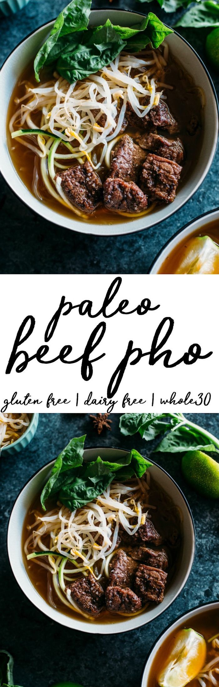 Paleo Beef Pho | A tasty pho recipe made with zucchini and kelp noodles, keeping t